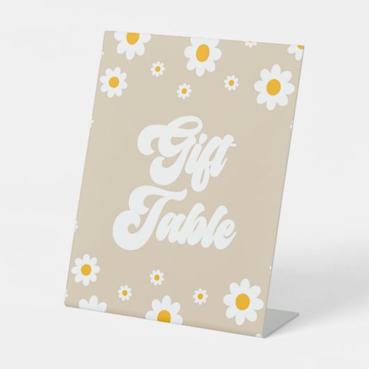 Signe De Table Symbole Brown Retro Daisy Flower Table cadeau (Recto)