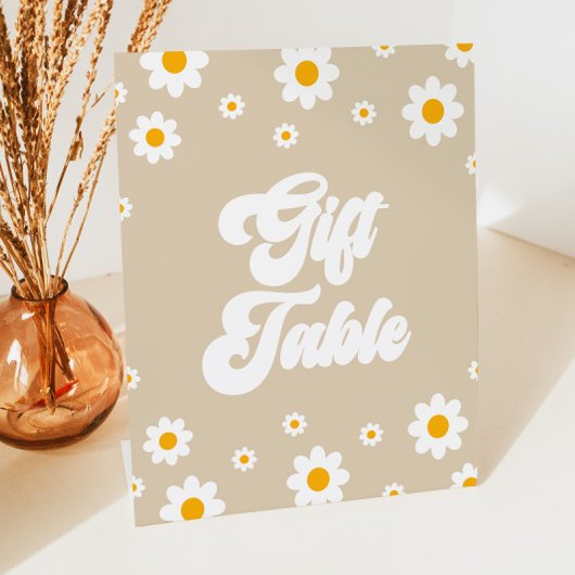 Signe De Table Symbole Brown Retro Daisy Flower Table cadeau