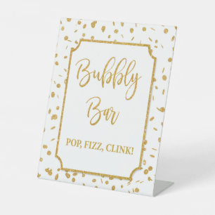 Signe De Table Symbole Bubbly Bar Gold Confetti