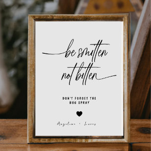 Signe De Table Symbole Calligraphy Be Smitten Not Bitten Bug Spra