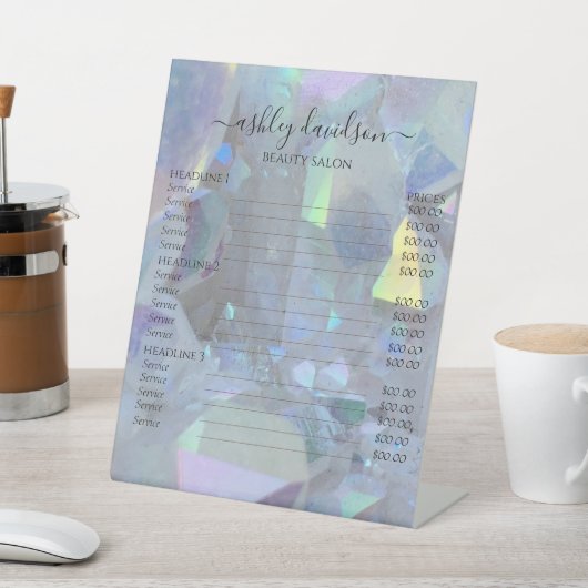 Signe De Table Symbole cristallin Iridescente Angel Aura Quartz (In SItu)