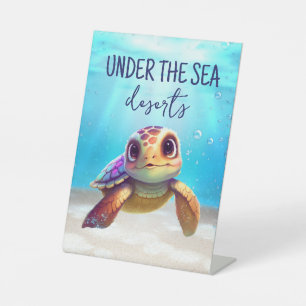Signe De Table Symbole d'anniversaire de la Tortue Aquarelle sous