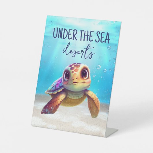 Signe De Table Symbole d'anniversaire de la Tortue Aquarelle sous (Recto)
