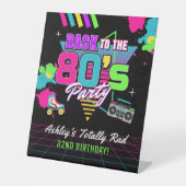 Signe De Table Symbole d'anniversaire Retro Neon des années 80 (Recto)