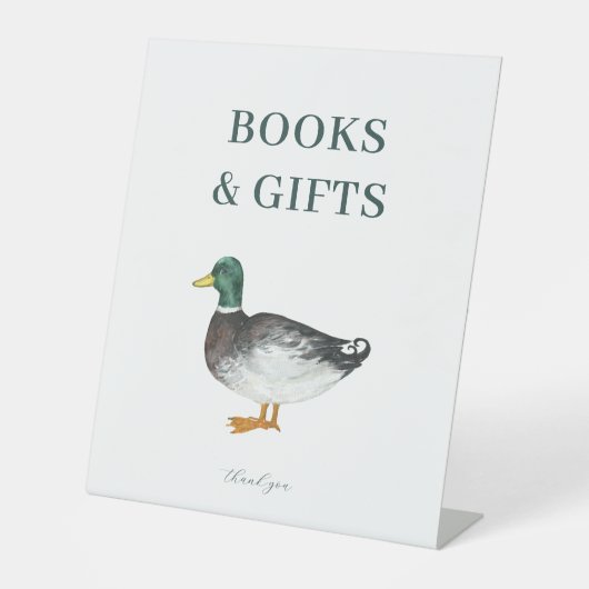 Signe De Table Symbole de Baby shower Mallard Duck Books and Gids (Recto)