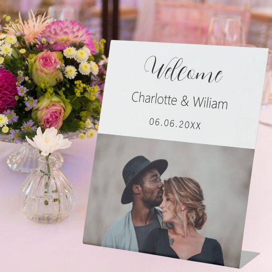 Signe De Table Symbole de bienvenue du mariage photo