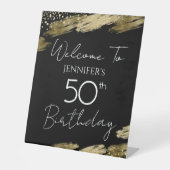 Signe De Table Symbole de bienvenue noir 50e anniversaire Gold (Recto)