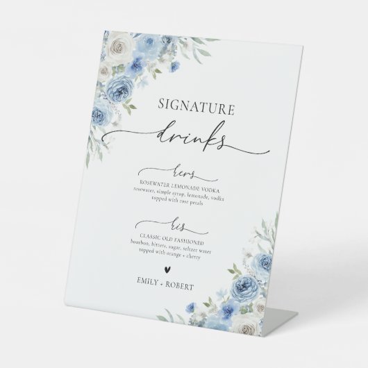 Signe De Table Symbole de boisson Dusty Blue Ivory (Recto)