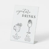 Signe De Table Symbole de boisson moderne élégant noir & blanc (Recto)