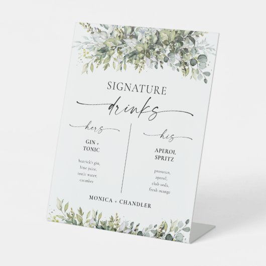 Signe De Table Symbole de boisson vert à base de plantes (Recto)