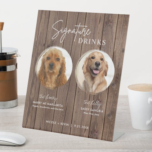 Signe De Table Symbole de chien Boissons Signer Rustic Mariage Ba (In SItu)