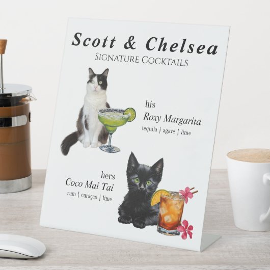 Signe De Table Symbole de cocktail de chat (In SItu)