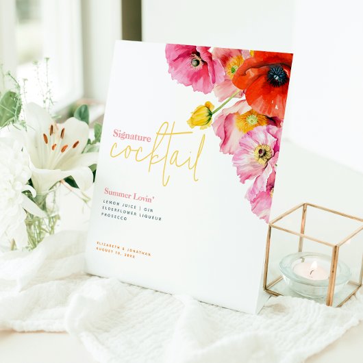 Signe De Table Symbole de Cocktail floral moderne