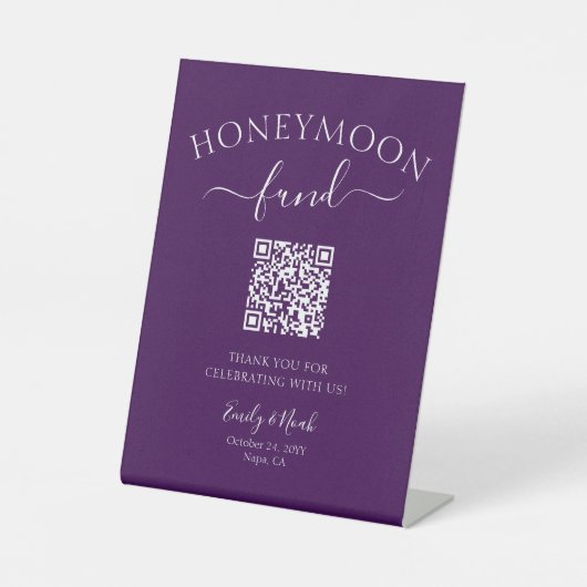 Signe De Table Symbole de code QR du fonds de lune de miel Mariag (Recto)