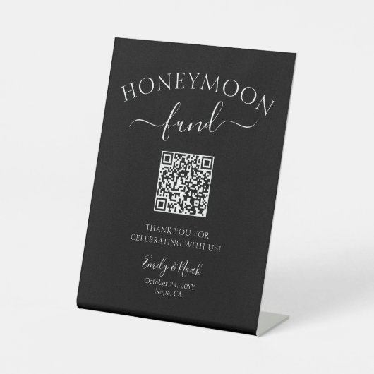 Signe De Table Symbole de code QR du fonds de lune de miel Mariag (Recto)