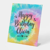 Signe De Table Symbole de fête d'anniversaire de Tie Dye (Recto)