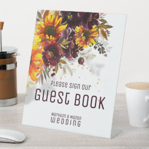 Signe De Table Symbole de guet du livre d'or Sparkling Sun & Wine