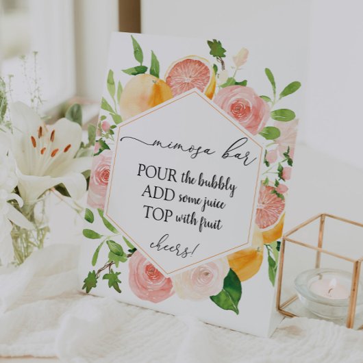 Signe De Table Symbole de la barre de Mimosa aux fruits d'agrumes