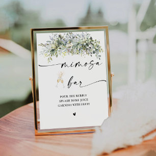 Signe De Table SYMBOLE DE LA BARRE DE Mimosa Florale Eucalyptus