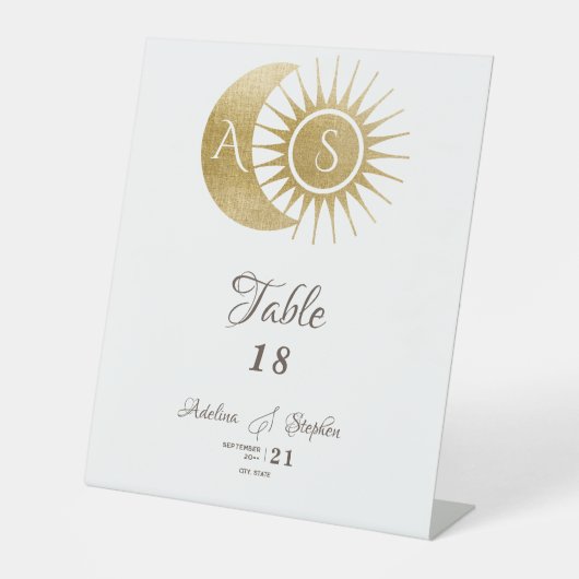 Signe De Table Symbole de la table Crest Soleil Lune Blanc Célest (Recto)
