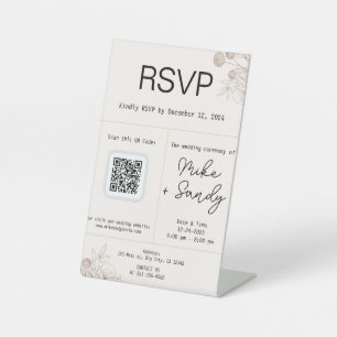 Signe De Table Symbole de la table de mariage, code QR Signal RSV