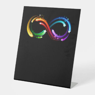 Signe De Table Symbole de l'infini de comètes arc-en-ciel