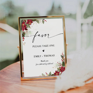 Signe De Table Symbole de mariage Rustique Pine Poinsettia