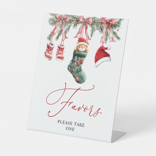 Signe De Table Symbole de Noël Vert et Baies rouges Favoris (Recto)