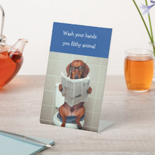 Signe De Table Symbole de salle de bain Dachshund