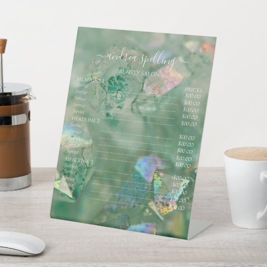 Signe De Table Symbole de socle à quartz vert Aura (In SItu)