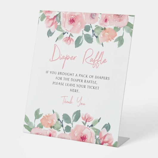 Signe De Table Symbole de tombole de baby shower de peonées roses (Recto)