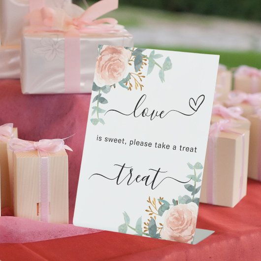 Signe De Table Symbole de traitement mariage rose or fleuri eucal