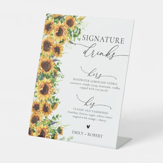 Signe De Table Symbole des boissons Sunflower Signature (Recto)