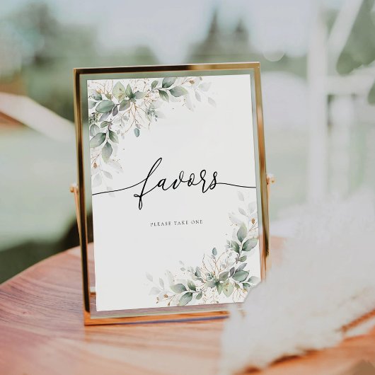 Signe De Table Symbole des Faveurs Or Eucalyptus
