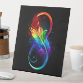Signe De Table Symbole d'infini avec plume arc-en-ciel (In SItu)
