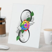 Signe De Table Symbole d'infini avec Rose arc-en-ciel (In SItu)