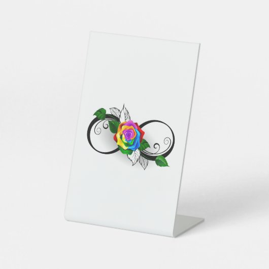 Signe De Table Symbole d'infini avec Rose arc-en-ciel (Recto)