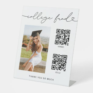 Signe De Table Symbole du code QR de la photo d'obtention d'un di