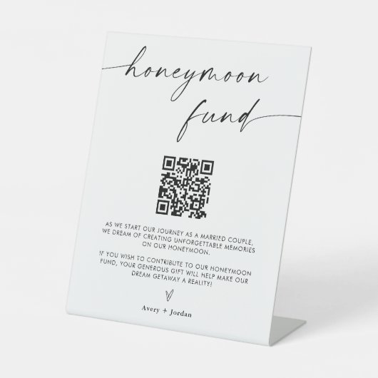 Signe De Table Symbole du code QR du fonds de lune de miel | Mari (Recto)