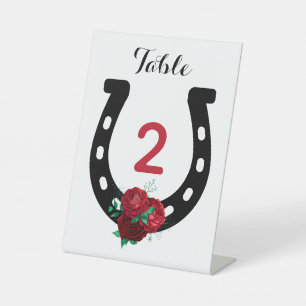 Signe De Table Symbole du fer à cheval rouge du Derby Party