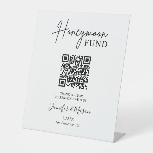 Signe De Table Symbole du fonds de lune de miel, QR Code Honeymoo (Recto)