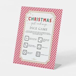 Signe De Table Symbole du jeu d'échange de dés de Noël Rouge Fest