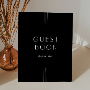 Signe De Table Symbole du livre d'hôtes Mariage noir TOUS Art déc