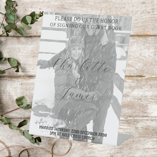 Signe De Table Symbole du livre d'invité Just Married Photo