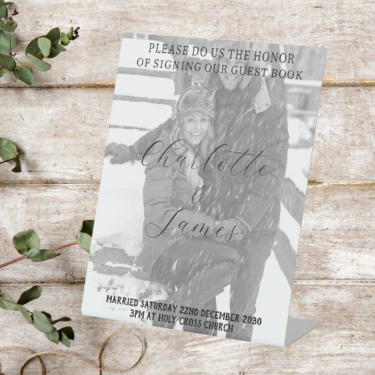 Signe De Table Symbole du livre d'invité Just Married Photo