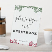 Signe De Table Symbole du Mariage Green & Red Lace Fiesta (In SItu)