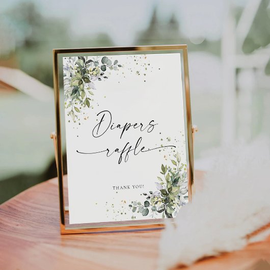 Signe De Table SYMBOLE Éucalyptus Baby shower Floral Diapeurs