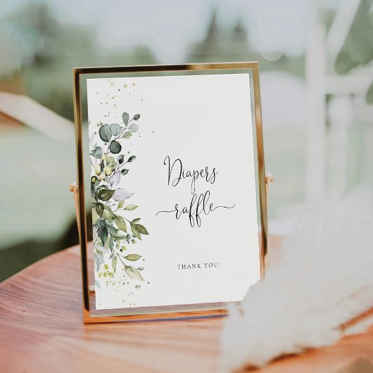 Signe De Table SYMBOLE Éucalyptus Baby shower Floral Diapeurs