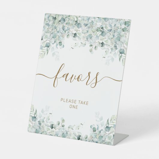 Signe De Table Symbole Eucalyptus Feuille & Gold Shower Favors (Recto)
