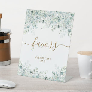 Signe De Table Symbole Eucalyptus Feuille & Gold Shower Favors